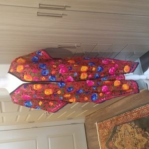 Coloful hand embroidered shawl, beach cover